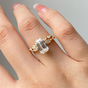 2.5 CT Emerald Cut Moissanite Engagement Ring Set